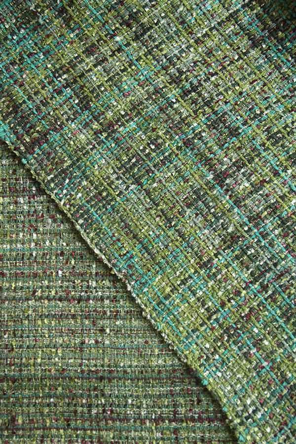 UPHOLSTERY FABRIC SWATCH Green City Tweed Green/Maroon Upholstery Fabric Swatch