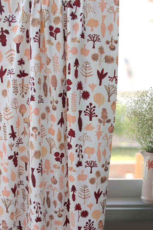COTTON FABRIC AND CURTAINS Greenhouse Cotton Fabric And Curtains (Maroon/Coral)