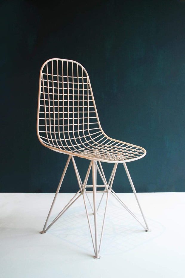 ARMCHAIR Grid Mist Grey Coated Iron Accent Chair