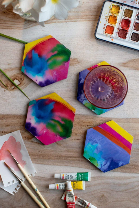 COASTERS Head In The Clouds Multi-Colored Coasters (Set Of 4)
