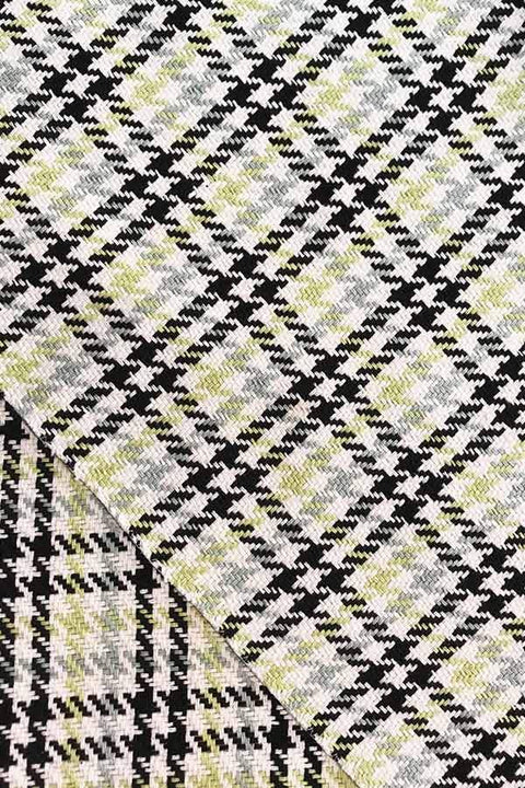 UPHOLSTERY FABRIC SWATCH Houndstooth Tweed Upholstery (Grey/Lime) Swatch