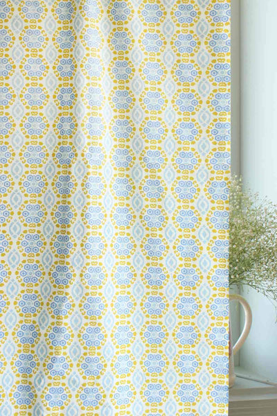 COTTON FABRIC AND CURTAINS Incana Cotton Fabric And Curtains (Blue / Lime)