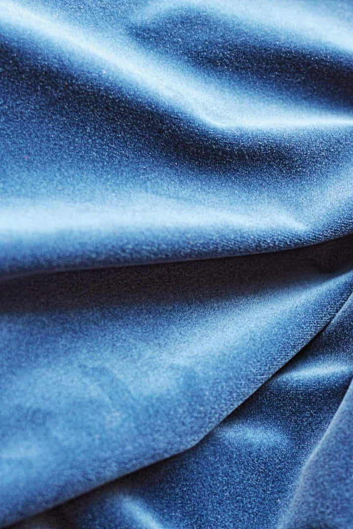 UPHOLSTERY FABRIC SWATCH Indigo Velvet Upholstery Fabric Swatch