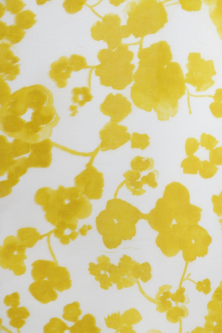 SHEER FABRIC AND CURTAINS Inky Blossom Sheer Fabric And Curtains (Yellow)