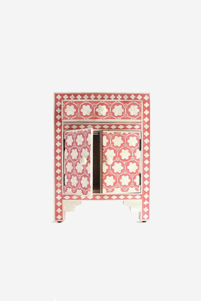 BEDSIDE TABLE Inlay Bedside Table (Coral)