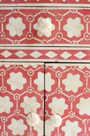 BEDSIDE TABLE Inlay Bedside Table (Coral)