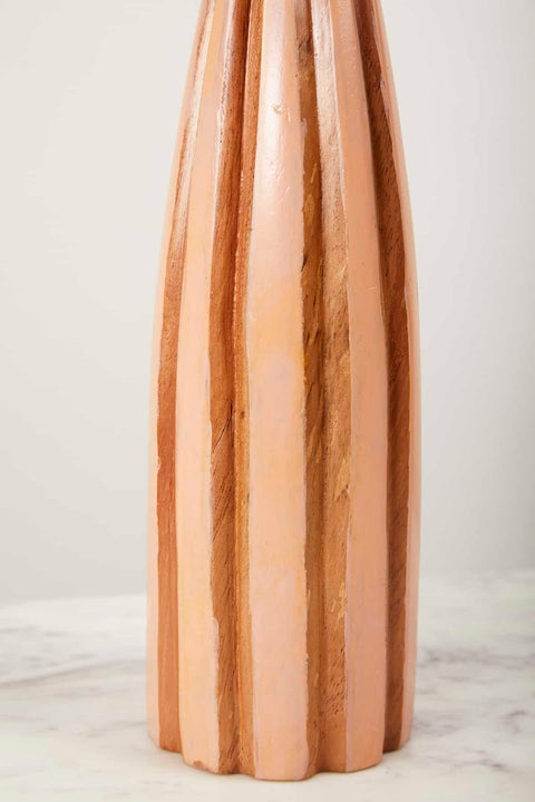 TABLE LAMP Jiva Carved Wood Table Lamp (Pale Pink)
