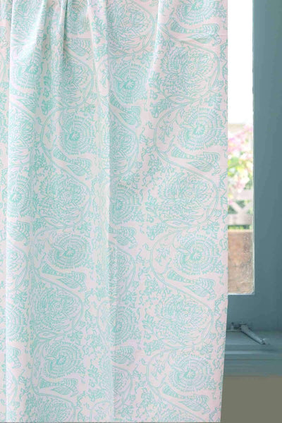 COTTON FABRIC AND CURTAINS Kalamkari Cotton Fabric And Curtains (Mint)