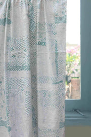 COTTON FABRIC AND CURTAINS Kantha Cotton Fabric And Curtains (Turquoise)