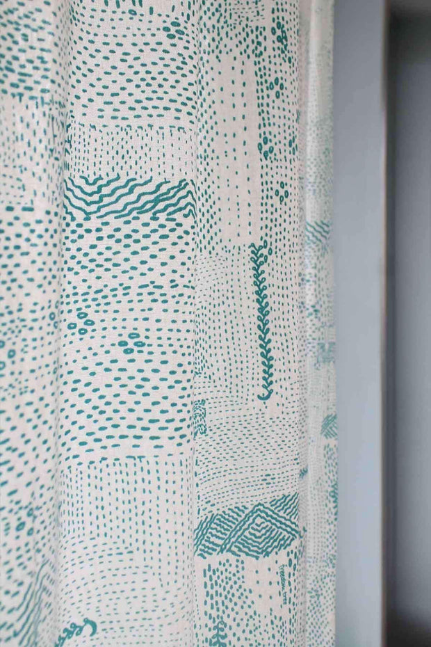 UPHOLSTERY FABRIC Kantha Turquoise Upholstery Fabric