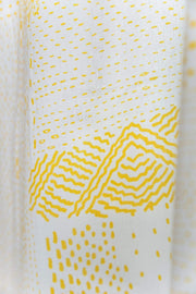 SHEER FABRIC AND CURTAINS SWATCH Kantha Yellow Sheer Fabric Swatch