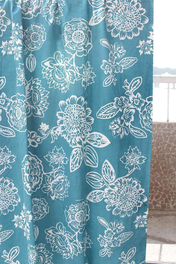 COTTON FABRIC AND CURTAINS Kausuma Cotton Fabric And Curtains (Teal)