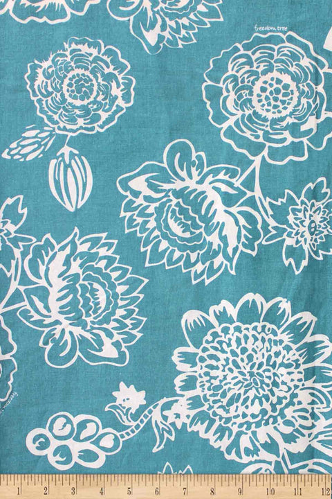 COTTON FABRIC AND CURTAINS Kausuma Cotton Fabric And Curtains (Teal)
