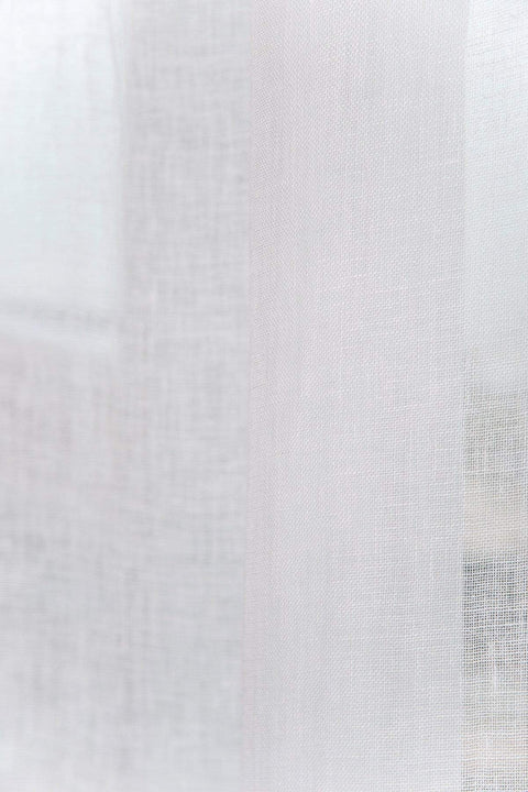 SHEER FABRIC AND CURTAINS SWATCH Linen White Sheer Fabric Swatch