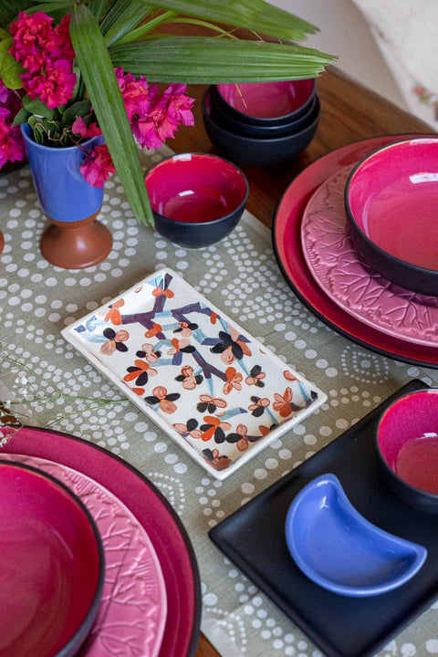 TRAY Keora Bud Ceramic Tray (Multi-Colored)