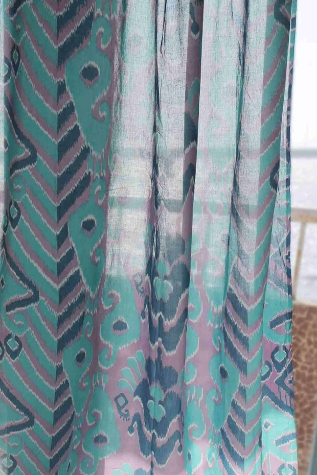 SHEER FABRIC AND CURTAINS Large Ikkat Sheer Fabric And Curtains (Lavender)