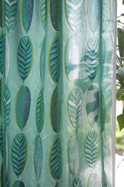 SHEER FABRIC AND CURTAINS Leaf Alone Sheer Fabric And Curtains (Mint)