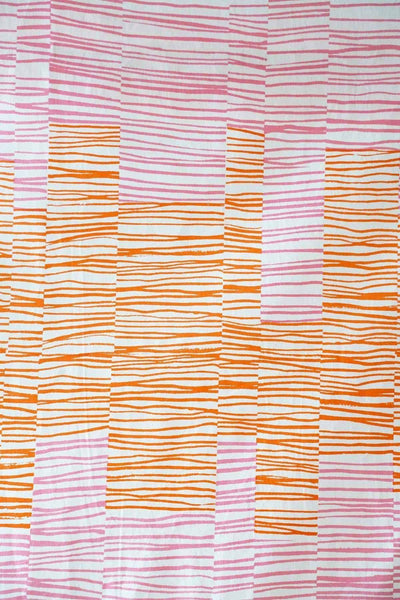COTTON FABRIC AND CURTAINS SWATCH Marine Drive Cotton Fabric And Curtains (Pink/Orange) Swatch