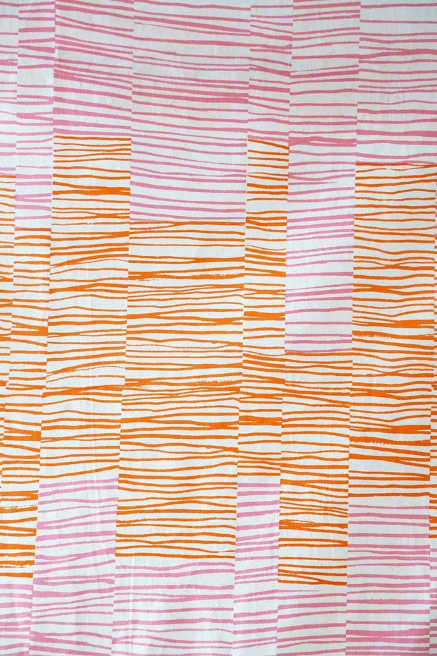 COTTON FABRIC AND CURTAINS SWATCH Marine Drive Cotton Fabric And Curtains (Pink/Orange) Swatch