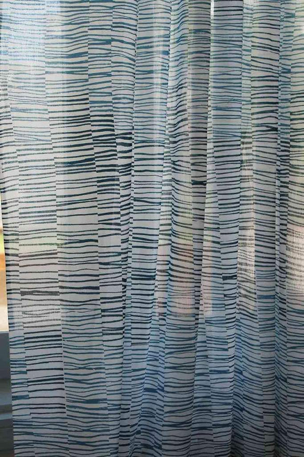 SHEER FABRIC AND CURTAINS SWATCH Marine Drive Teal Sheer Fabric And Curtains Swatch