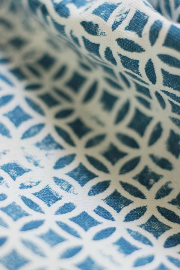 UPHOLSTERY FABRIC SWATCH Maya Circle Blue Upholstery Fabric Swatch