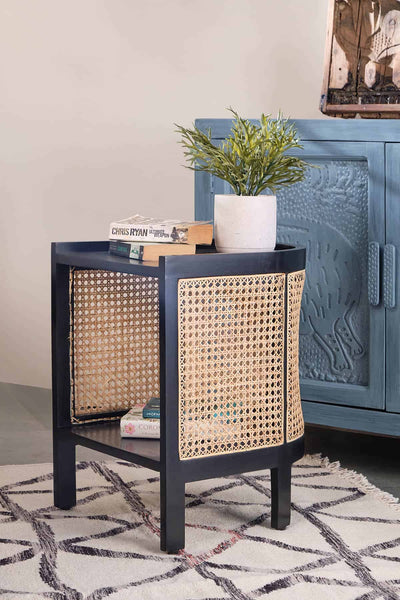 BEDSIDE TABLE Mod Wicker Bedside Table (Black)