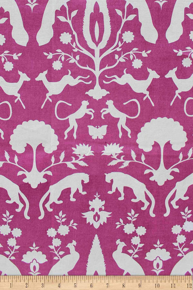 COTTON FABRIC AND CURTAINS Monsoon Forest Cotton Fabric And Curtains (Magenta)