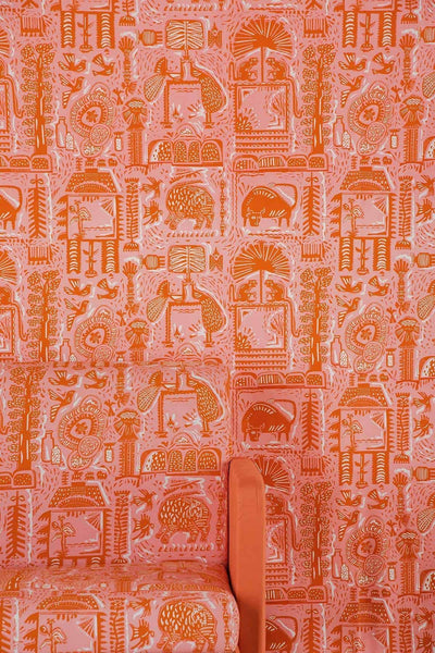 UPHOLSTERY FABRIC SWATCH Udanti Upholstery Fabric (Pink/Orange) Swatch