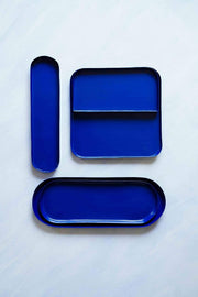 TRAYS Oval Blue Trays (Set Of 2)