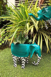 PLANT POTS Pachy The Elephant Metal Planter (Teal)