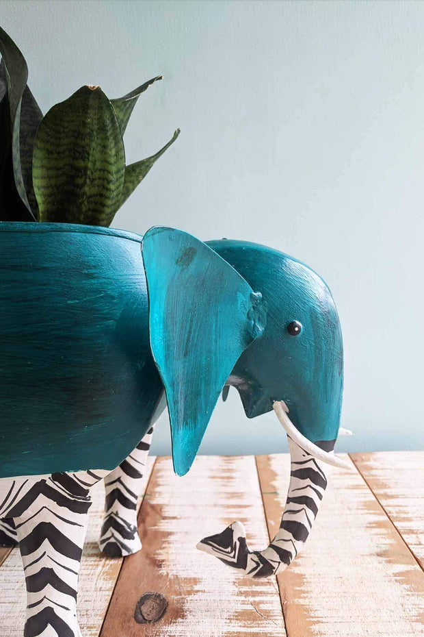 PLANT POTS Pachy The Elephant Metal Planter (Teal)