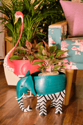 PLANT POTS Pachy The Elephant Metal Planter (Teal)