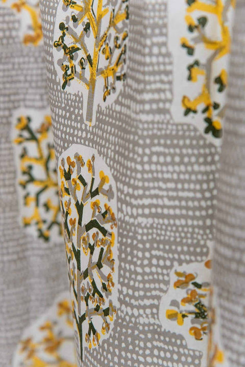COTTON FABRIC AND CURTAINS SWATCH Palash Grey/Yellow Cotton Fabric Swatch