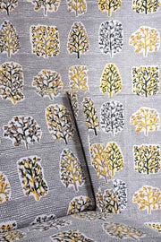 UPHOLSTERY FABRIC SWATCH Palash Grey/Yellow Upholstery Fabric Swatch