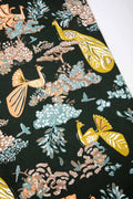 UPHOLSTERY FABRIC Peacock Song Printed Upholstery Fabric (Forest Moss Green)