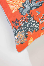 PRINTED & PATTERN CUSHIONS Peacock Song (46 Cm X 46 Cm) Cushion Cover (Passion Coral)