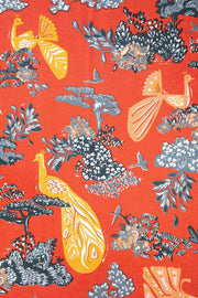 PRINTED & PATTERN CUSHIONS Peacock Song (46 Cm X 46 Cm) Cushion Cover (Passion Coral)