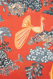 UPHOLSTERY FABRIC Peacock Song Printed Upholstery Fabric (Passion Coral)