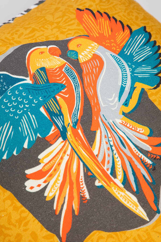 PRINTED & PATTERN CUSHIONS Poetic Parrots (46 Cm X 46 Cm) Cushion Cover (Zest Multi)