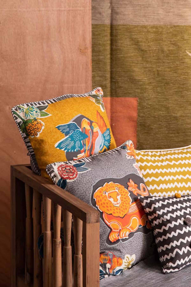 PRINTED & PATTERN CUSHIONS Poetic Parrots (46 Cm X 46 Cm) Cushion Cover