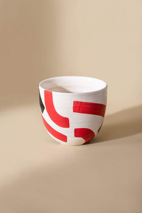 MUG Red Stripes Ribbed Mug (Set Of 2)