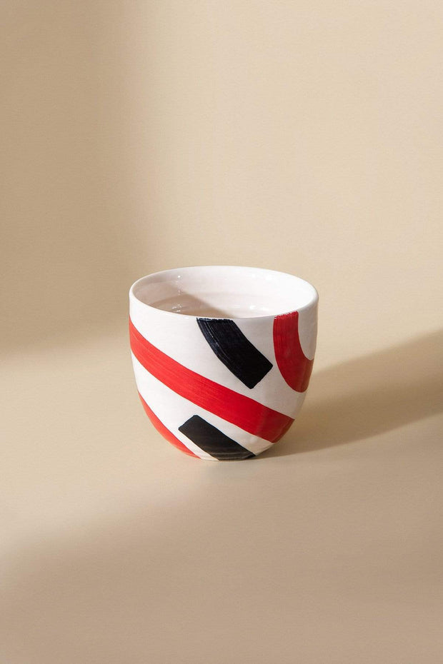 MUG Red Stripes Ribbed Mug (Set Of 2)