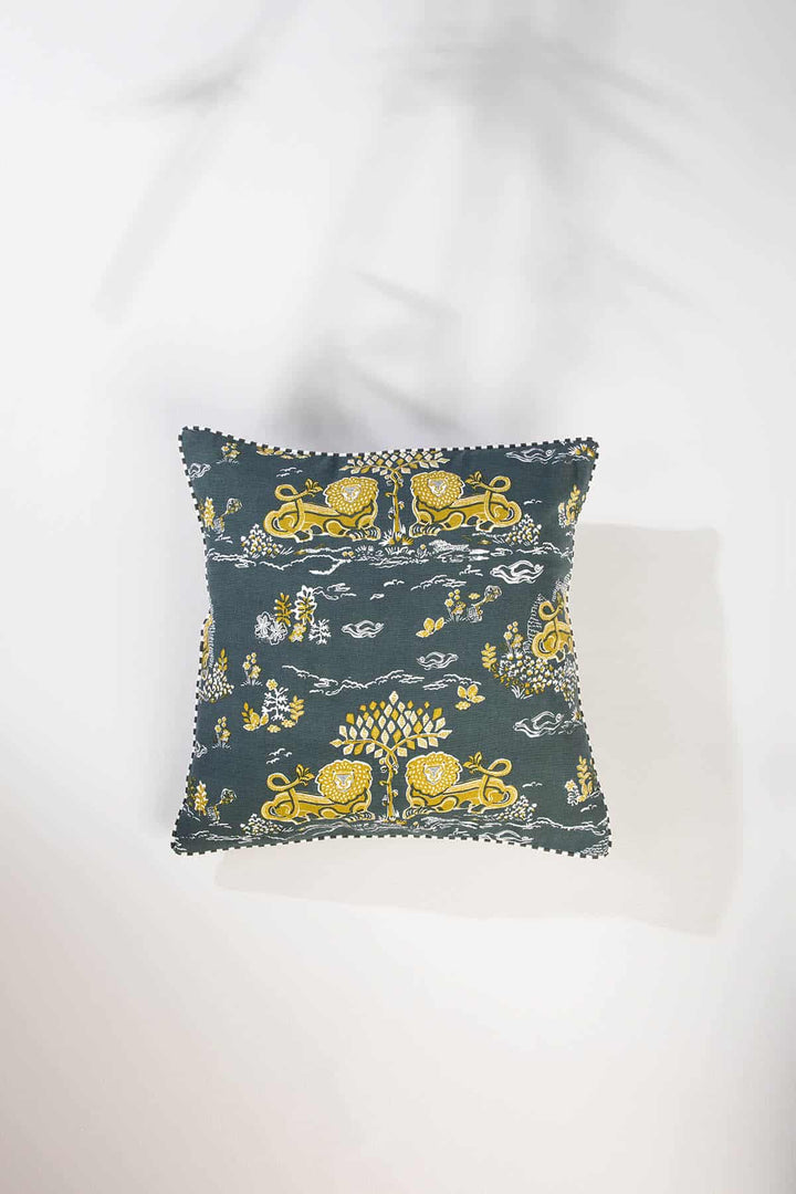 PRINTED & PATTERN CUSHIONS Resting Lion (46 Cm X 46 Cm) Cushion Cover (Grey Stone)