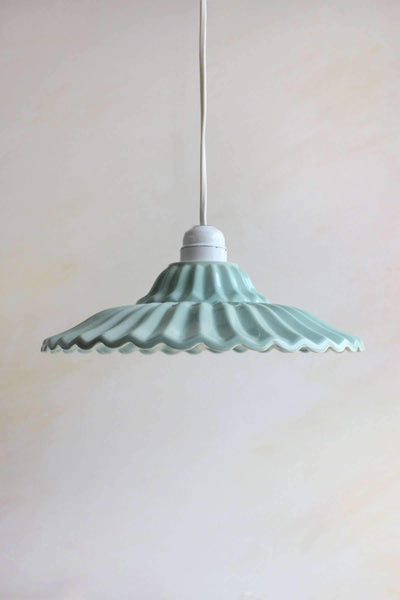 PENDANT LIGHTING Ribbed Ceramic Pendant Lamp (Mint/Peacock)