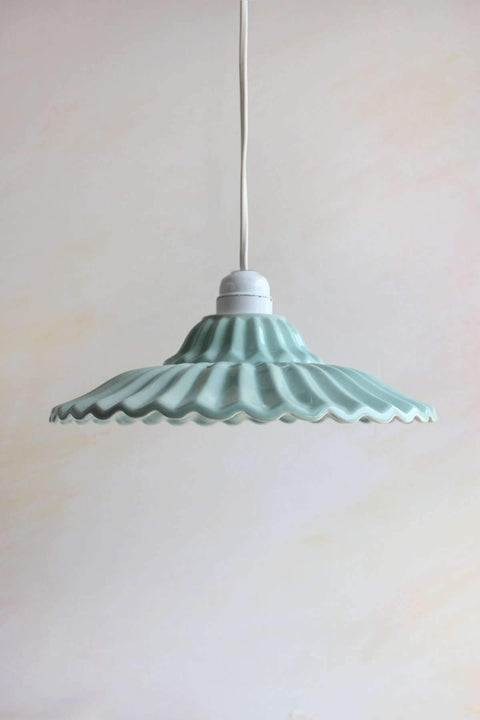 PENDANT LIGHTING Ribbed Ceramic Pendant Lamp (Mint/Peacock)