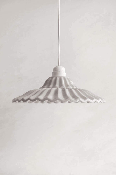 PENDANT LIGHTING Ribbed Ceramic Pendant Lamp (White)