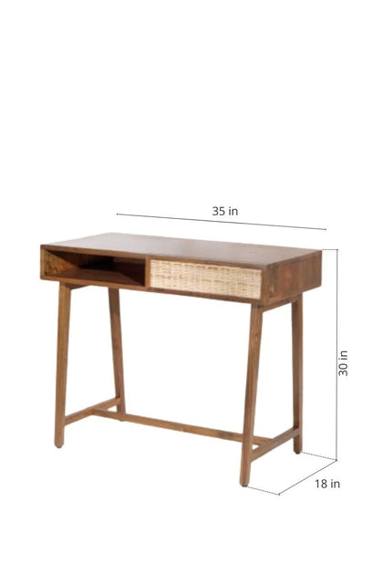 Buy Tropical Teak Wood And Wicker Study Table Online – Freedom Tree