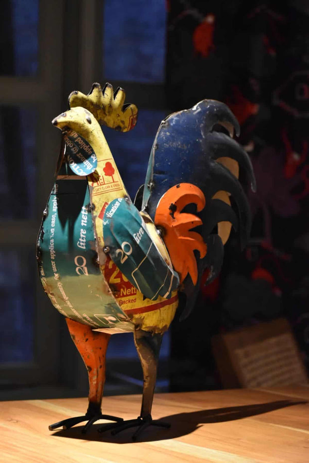 FIGURINE Rocky The Rooster (Recycled Metal Accent)