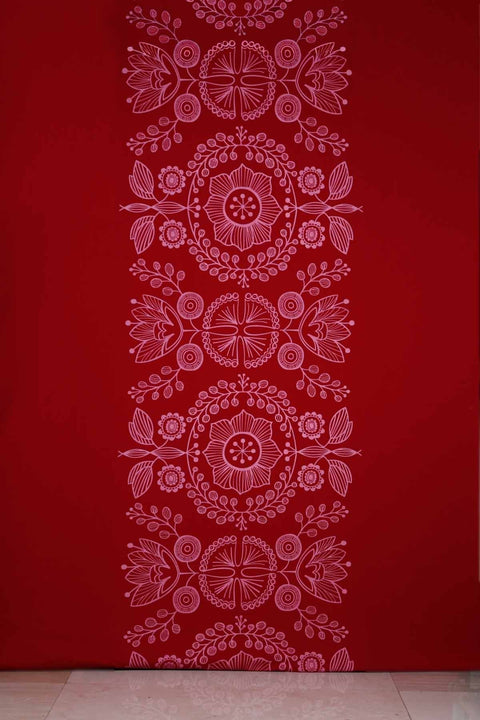 COTTON FABRIC AND CURTAINS Scandic Cotton Fabric And Curtains (Red)