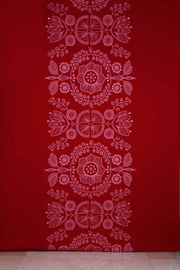 COTTON FABRIC AND CURTAINS Scandic Cotton Fabric And Curtains (Red)